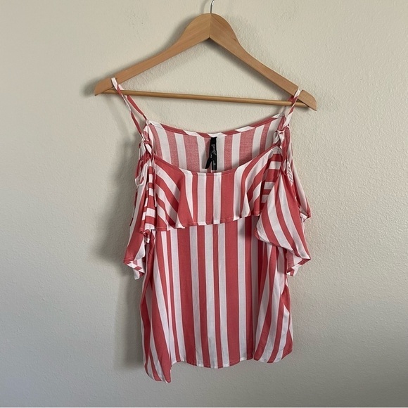 Garage Striped Off The Shoulder Top Bardot Blouse Size 14 - Picture 1 of 7